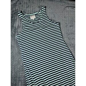 STS Sail To Sable Jetting To Jetties Maxi Dress M Stripe Navy Blue Cabbage Green